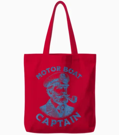Funny Motor Boat Captain Tote Bags - Red