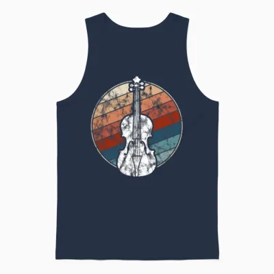 Violin in Retro Style Unisex Tank Top - Navy