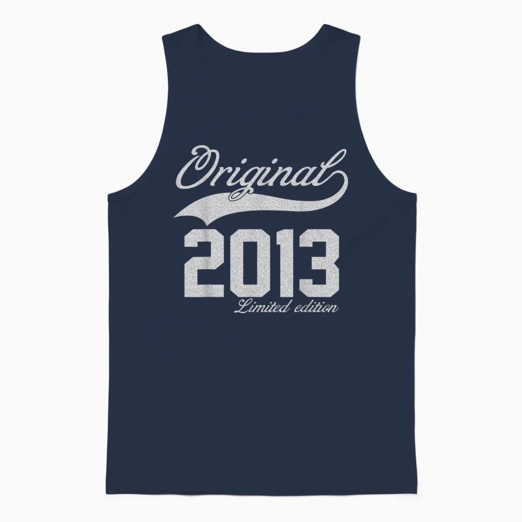 10 Years Vintage Original 2013 Limited Edition 10th Birthday T-Shirt, Black Unisex Tank Top in Navy