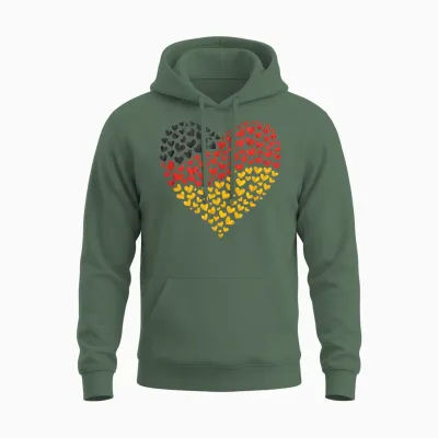 Deutschland Flagge - Herz Aus Leidenschaft Für Deutschland Unisex Hoodie - Military Green