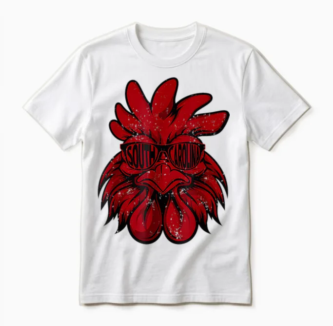 South Carolina Men Women Retro Cock Vintage State Varsity Unisex T-Shirt in White
