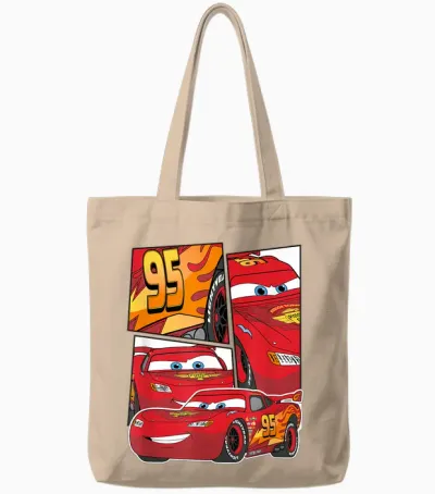 Pixar Cars Lightning Mcqueen Grid Tote Bags - Natural