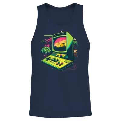 Retro Computer Gaming Unisex Tank Top - Navy