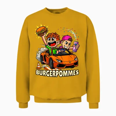 Burger Pommes Comic Art Spielzeugauto Snack Unisex Sweatshirt - Gold