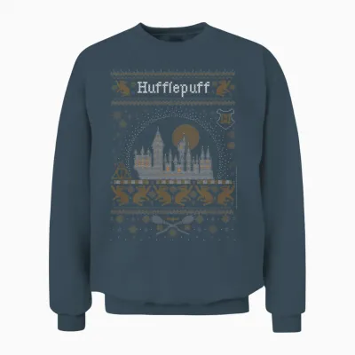 Harry Potter Hufflepuff Ugly Christmas Sweater Pattern Unisex Sweatshirt - Dark Heather