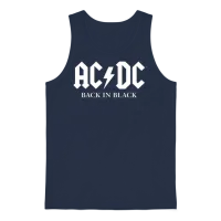 Ac/dc Back in Black Album White Logo Unisex Tank Top - Navy – 1
