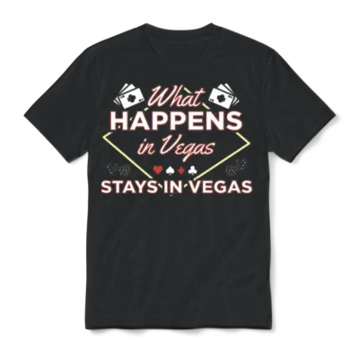 What Happens in Vegas Stays in Las Vegas Souvenir Unisex T-Shirt - Black