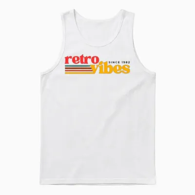 Retro Vibes Unisex Tank Top - White