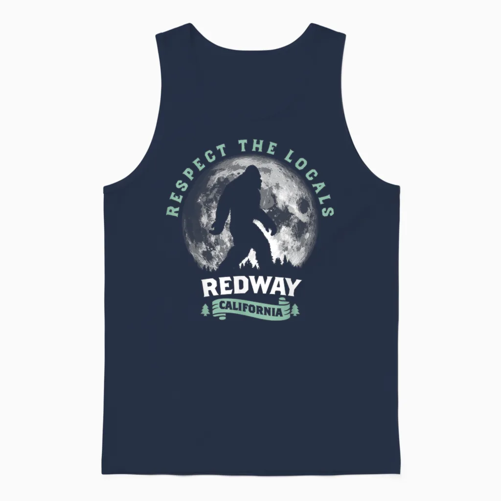 Redway California Bigfoot Night Walk Retro Unisex Tank Top in Navy