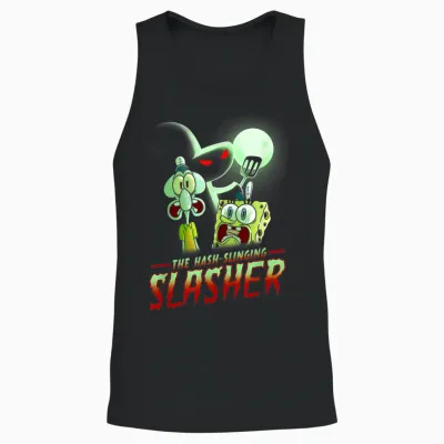 Spongebob Squarepants the Hash Slinging Slasher Spooky T-Shirt, Black Unisex Tank Top - Black