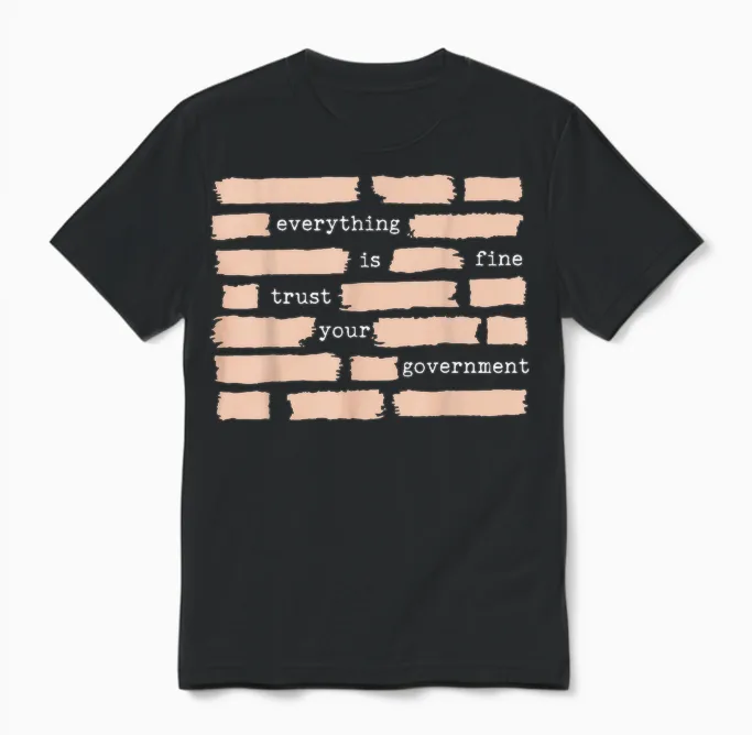 Everything Is Fine Trust Your Government Unisex T-Shirt in Black