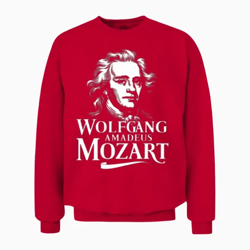 Wolfgang Amadeus Mozart Classical Music Composer Unisex Sweatshirt in Red