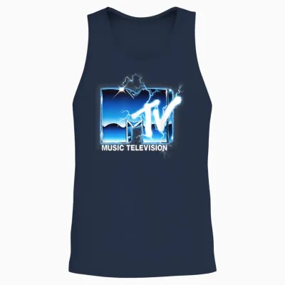 Mtv Logo Lightning Heavy Metal Hard Rock Music Electric Mtv Unisex Tank Top - Navy