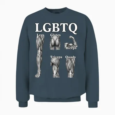 Lgbtq Legs Glutes Biceps Triceps Quads Funny Gym Lover Unisex Sweatshirt - Dark Heather