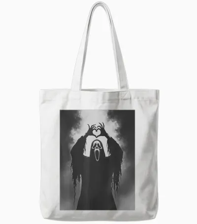Ghost Heart Hands Scary Face Horror Poster Halloween Tote Bags - White