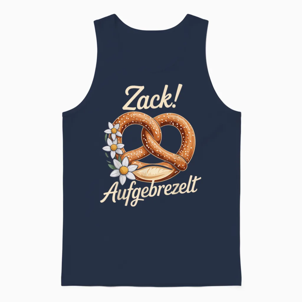 Zack Aufgeprezelt Pretzel Flowers Edelweiss Unisex Tank Top in Navy