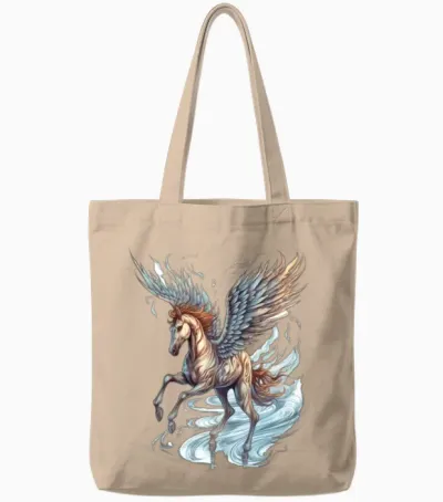 Pegasus Winged Horse Horses Mythology Fantasy Art Tote Bags - Natural