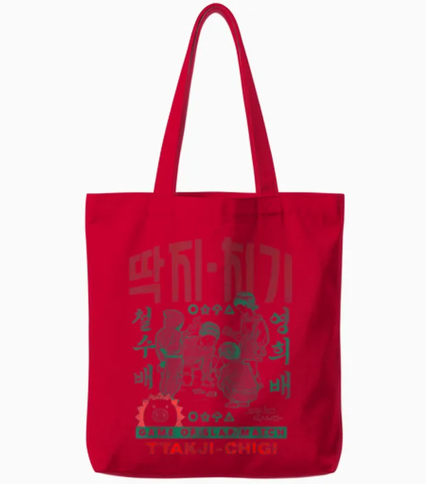 Squid Game Korean Game of Slap Match Tote Bags in Red