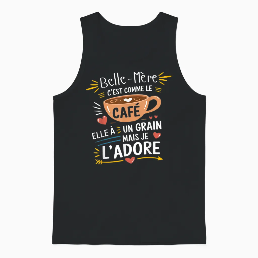 Mother-In-Law Comme Le Café – Gift Humour Coffee Unisex Tank Top in Black
