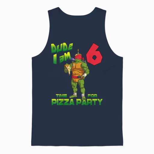 Mademark X Teenage Mutant Ninja Turtles - Dude I Am 6 Years Old Raphael Pizza Birthday Party Unisex Tank Top in Navy
