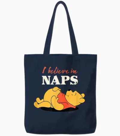 Winnie the Pooh - I Believe in Naps Tote Bags - Navy