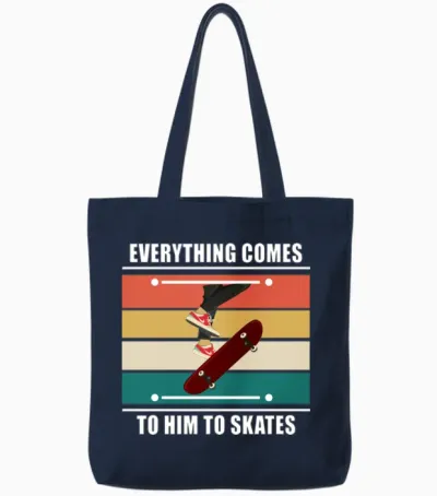 Funny Skateboard Saying Tote Bags - Navy