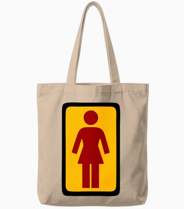 Girl Skateboards Logo Tote Bags in Natural
