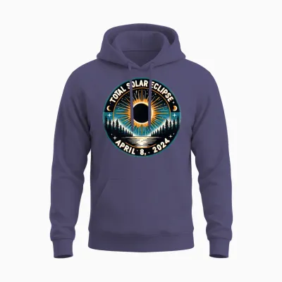 Solar Eclipse Astronomy Vintage 2024 Solar Eclipse Unisex Hoodie - Heather Sport Dark Navy