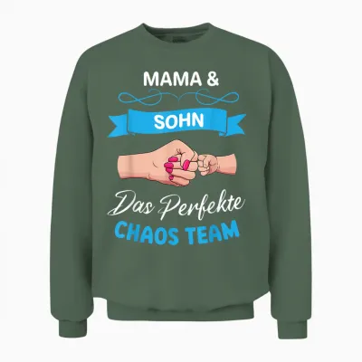 Mama Und Sohn Partnerlook Das Perfekte Chaos Team Muttertag Unisex Sweatshirt - Military Green