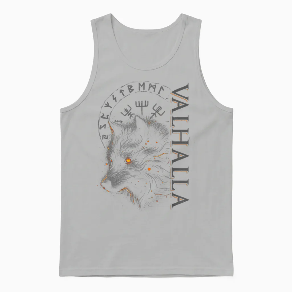 Valhalla Wolf Boussole Viking Avec Runes D'odin Unisex Tank Top in Ash