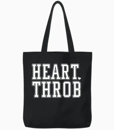 Heart Throb Retro Valentine Tote Bags - Black