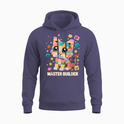 Cat Brick Building Blocks Master Builder Cat Lover Kitten Unisex Hoodie - Heather Sport Dark Navy