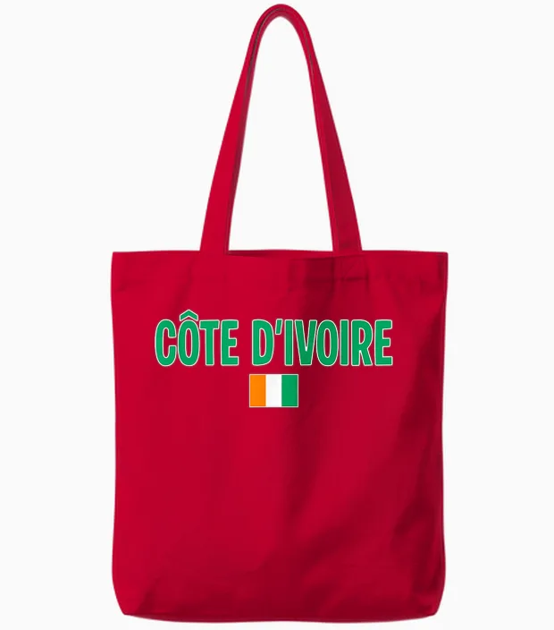 Ivorische Flagge Elfenbeinküste Tote Bags in Red