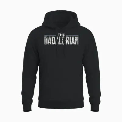 Star Wars the Mandalorian the Dadalorian Weathered Logo Unisex Hoodie - Black