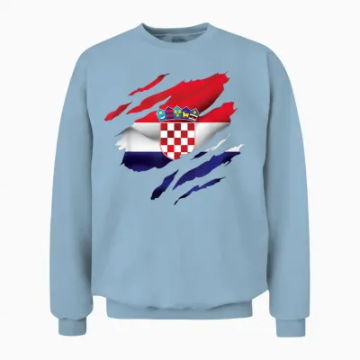 Kroatien Flagge Kroatisch Croatia Kinder Kroatien Hrvatska Unisex Sweatshirt - Light Blue