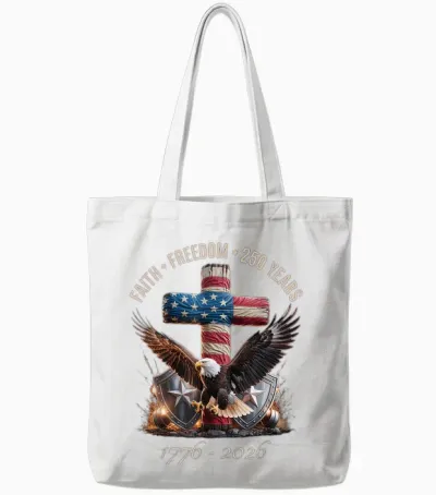 Vintage Faith Freedom 250 Years 1776-2026 Independence Usa Tote Bags - White