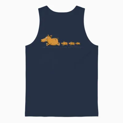 Lustiges Wildschwein Motiv Mit Frischlingen Cartoon Waldtier Unisex Tank Top - Navy