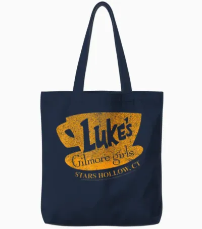 Gilmore Girls Luke's Diner Stars Hollow Distressed Tote Bags - Navy