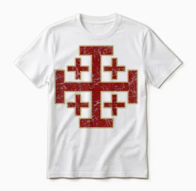 Croix De Jérusalem Chevaliers Du Temple Croisades T-Shirt, Black, S Unisex T-Shirt - White