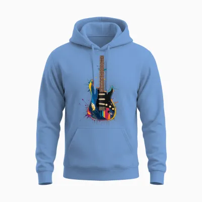 Guitarist Gift Guitar Instrument Music Color Christmas Unisex Hoodie - Carolina Blue