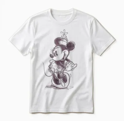 Disney Mickey and Friends Minnie Mouse Sketch Portrait T-Shirt, White, S Unisex T-Shirt - White