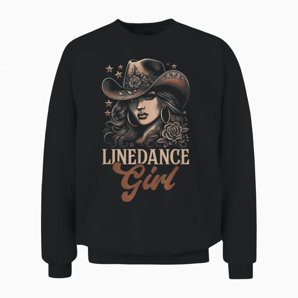 Line Dance Girl Cowgirl Cowboy Line Dancer Country Musik Unisex Sweatshirt in Black
