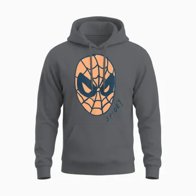 Amazon Essentials Men's Marvel Spider-Man Spidey Mask T-Shirt, White, Small Unisex Hoodie - Charcoal