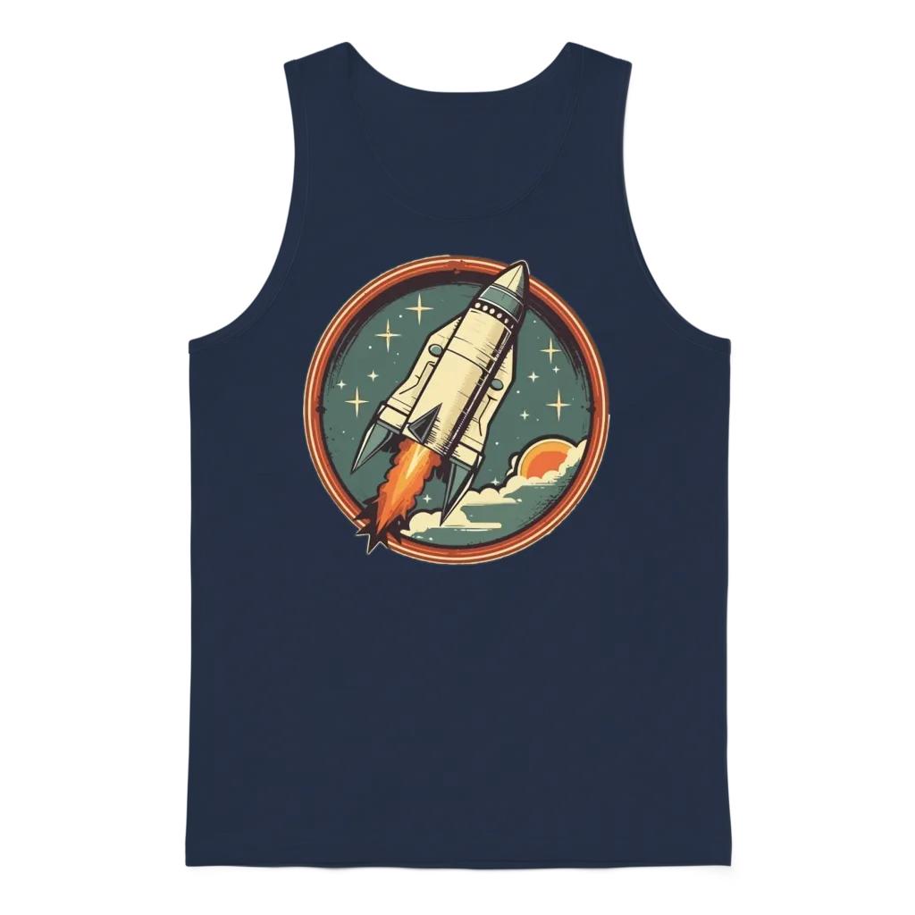Retro Rocket Unisex Tank Top - Navy