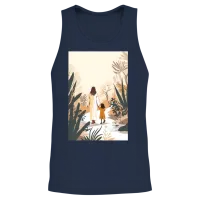 Jesus Christ Walking with a Girl, Come Follow Me, Unisex Tank Top - Navy – 2