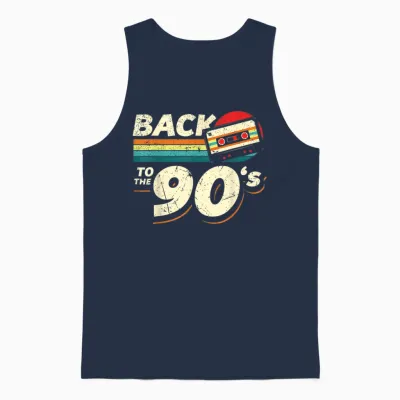 90s Outfit | Back to the 90s Retro Party Carnival T-Shirt, Black Unisex Tank Top - Navy