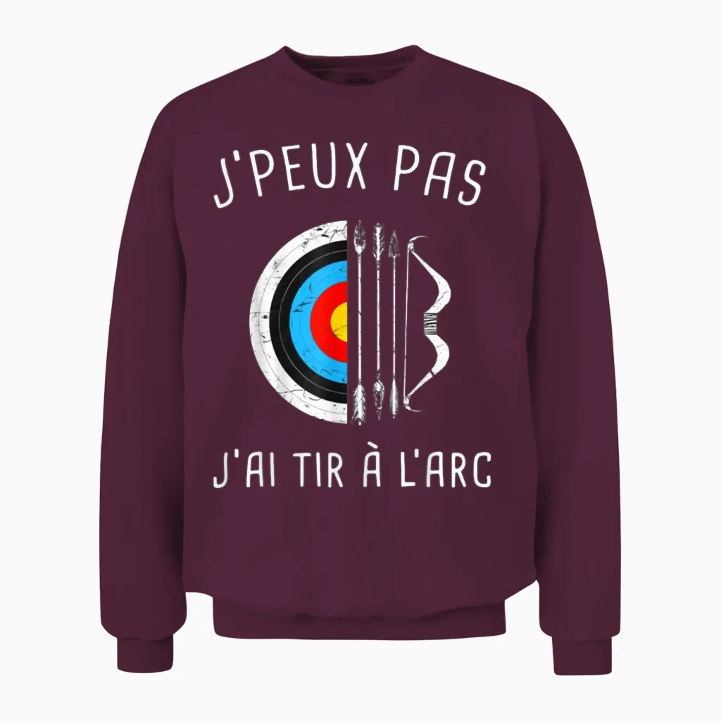 Je Peux Pas J'ai Archery Archer Archer T-Shirt, Black, S Unisex Sweatshirt in Maroon