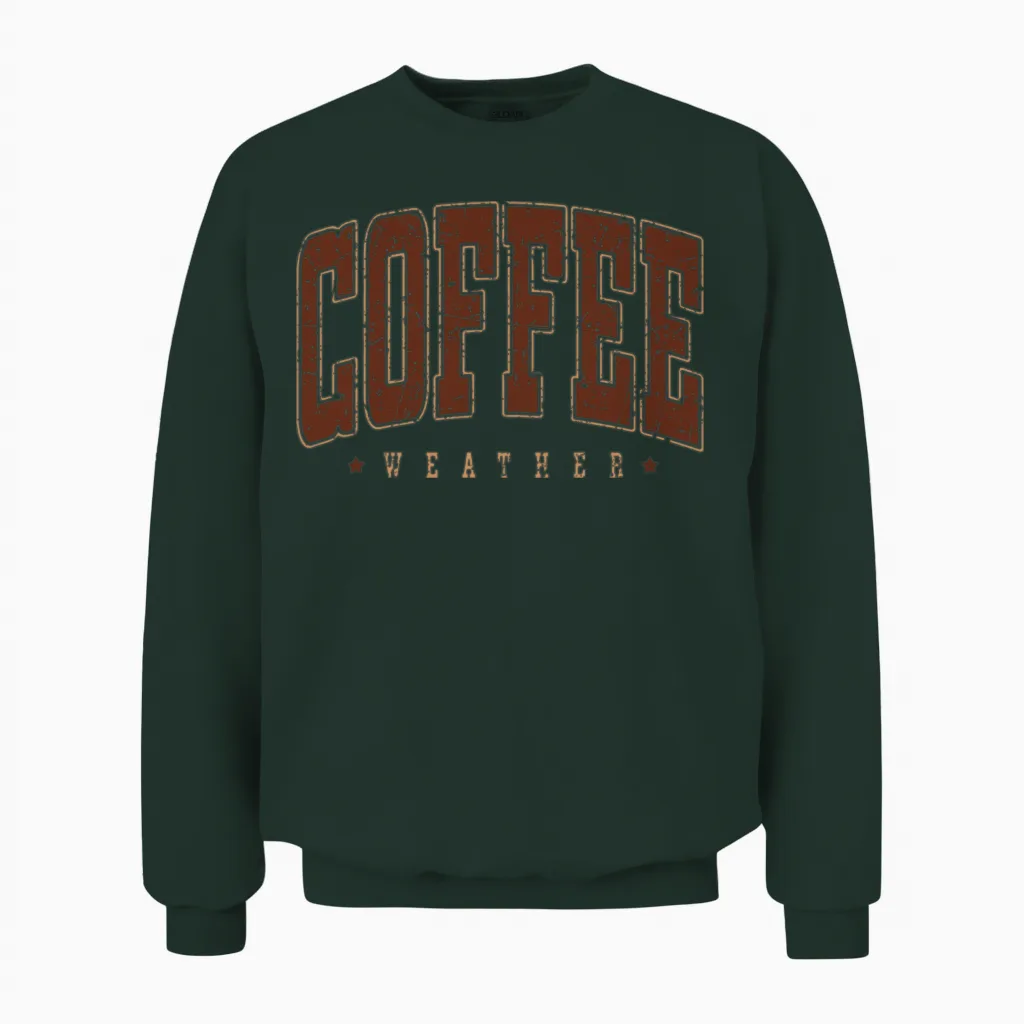 Retro Coffee Weather Unisex Sweatshirt in Forest