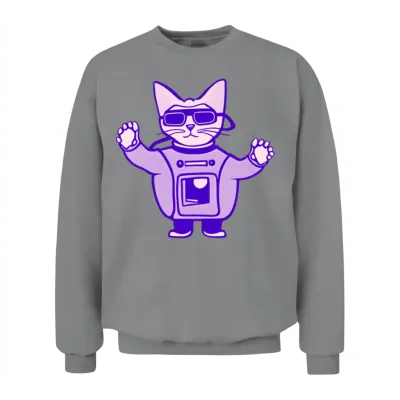 Funny Cat in Astronaut Suit Funny Animals Unisex Sweatshirt - Sport Grey