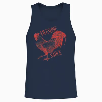 Awesome Sauce with Picture of Rooster Unisex Tank Top - Navy